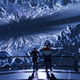 The Guardians of the Galaxy video game's Star-Lord and Drax stare out at the edge of the universe from Knowhere.
